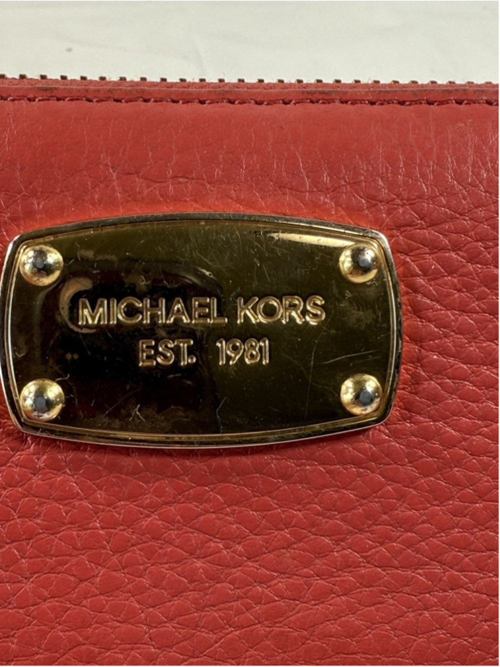 Michael Kors Logo Zip Continental Travel Saffiano Leather Wallet Watermelon - Picture 13 of 16